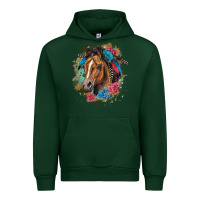Forest Green quarter horse floral Urban Hoodie - LillyAllenDesigns