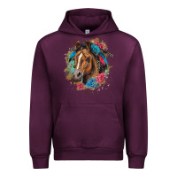 Mauve Wine quarter horse floral Urban Hoodie - LillyAllenDesigns