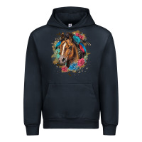 Navy quarter horse floral Urban Hoodie - LillyAllenDesigns