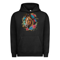 Pigment Black quarter horse floral Urban Hoodie - LillyAllenDesigns