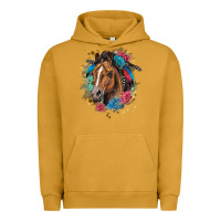 Pigment Peanut Butter quarter horse floral Urban Hoodie - LillyAllenDesigns