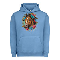Pigment Pebble Blue quarter horse floral Urban Hoodie - LillyAllenDesigns