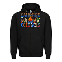 Black campfire and cocktails Zipper Hoodie - texasbilliewilder