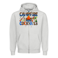 Dove Grey campfire and cocktails Zipper Hoodie - texasbilliewilder