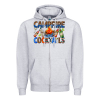 Heather Grey campfire and cocktails Zipper Hoodie - texasbilliewilder