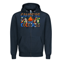 Navy campfire and cocktails Zipper Hoodie - texasbilliewilder