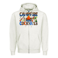 Oatmeal Heather campfire and cocktails Zipper Hoodie - texasbilliewilder