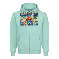 Seafoam campfire and cocktails Zipper Hoodie - texasbilliewilder