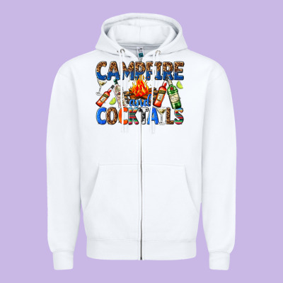 Campfire And Cocktails Zipper Hoodie Designed By Texasbilliewilder