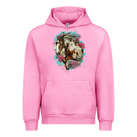 Fuchsia Pink mustang horse with floral background Urban Hoodie - LillyAllenDesigns