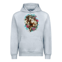 Heather Grey mustang horse with floral background Urban Hoodie - LillyAllenDesigns