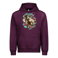 Mauve Wine mustang horse with floral background Urban Hoodie - LillyAllenDesigns