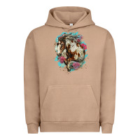 Pigment Burro mustang horse with floral background Urban Hoodie - LillyAllenDesigns