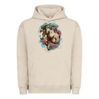 Pigment French Oak mustang horse with floral background Urban Hoodie - LillyAllenDesigns