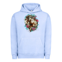 Pigment Grape Ice mustang horse with floral background Urban Hoodie - LillyAllenDesigns