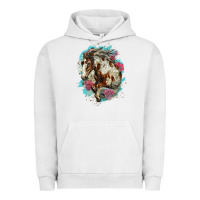 Pigment Lunar Rock mustang horse with floral background Urban Hoodie - LillyAllenDesigns
