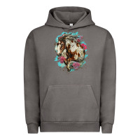 Pigment Tornado mustang horse with floral background Urban Hoodie - LillyAllenDesigns