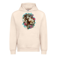 Sandshell mustang horse with floral background Urban Hoodie - LillyAllenDesigns