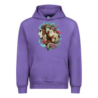 Tulip mustang horse with floral background Urban Hoodie - LillyAllenDesigns