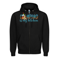 Black camping is my kitchen with wine Zipper Hoodie - texasbilliewilder