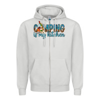 Dove Grey camping is my kitchen with wine Zipper Hoodie - texasbilliewilder