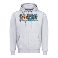 Heather Grey camping is my kitchen with wine Zipper Hoodie - texasbilliewilder