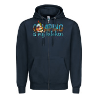 Navy camping is my kitchen with wine Zipper Hoodie - texasbilliewilder