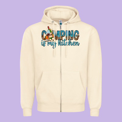 Camping Is My Kitchen With Wine Zipper Hoodie Designed By Texasbilliewilder