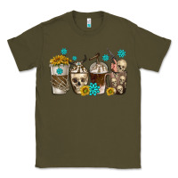 Army Green coffee cups bull skull with gemstones Classic Tee - texasbilliewilder