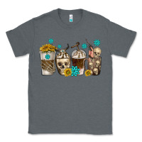 Charcoal Heather coffee cups bull skull with gemstones Classic Tee - texasbilliewilder