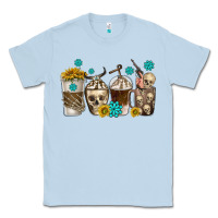 Dusty Blue coffee cups bull skull with gemstones Classic Tee - texasbilliewilder