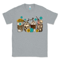 Heather Grey coffee cups bull skull with gemstones Classic Tee - texasbilliewilder