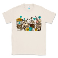 Natural coffee cups bull skull with gemstones Classic Tee - texasbilliewilder