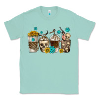 Seafoam coffee cups bull skull with gemstones Classic Tee - texasbilliewilder