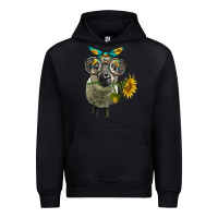 Black cute hempshire sheep with eyeglasses Urban Hoodie - LillyAllenDesigns