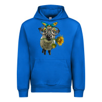 Cobalt cute hempshire sheep with eyeglasses Urban Hoodie - LillyAllenDesigns