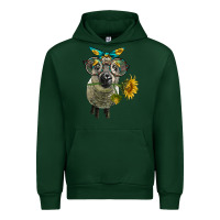 Forest Green cute hempshire sheep with eyeglasses Urban Hoodie - LillyAllenDesigns