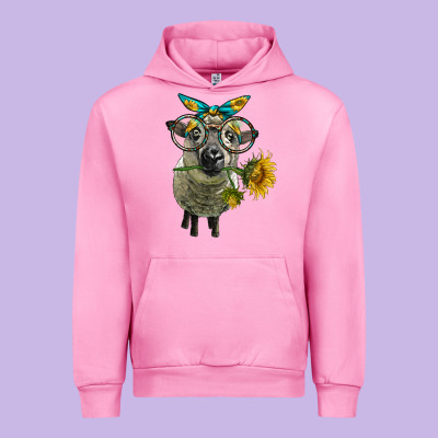 Cute Hempshire Sheep With Eyeglasses Urban Hoodie Designed By Lillyallendesigns