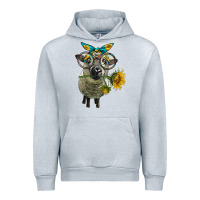 Heather Grey cute hempshire sheep with eyeglasses Urban Hoodie - LillyAllenDesigns
