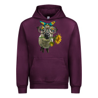 Mauve Wine cute hempshire sheep with eyeglasses Urban Hoodie - LillyAllenDesigns