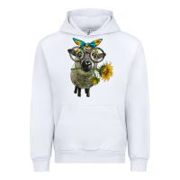 White cute hempshire sheep with eyeglasses Urban Hoodie - LillyAllenDesigns