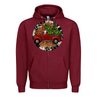 Burgundy Farm Truck Christmas Zipper Hoodie - RanaPortraitStore