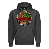 Charcoal Heather Farm Truck Christmas Zipper Hoodie - RanaPortraitStore