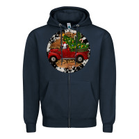 Navy Farm Truck Christmas Zipper Hoodie - RanaPortraitStore