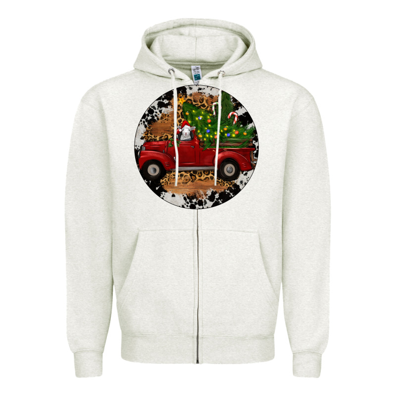 Farm Truck Christmas Zipper Hoodie by RanaPortraitStore | Teevron
