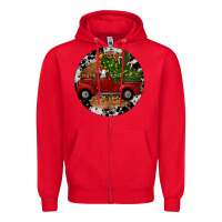 Red Farm Truck Christmas Zipper Hoodie - RanaPortraitStore