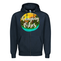 Navy camping vibes Zipper Hoodie - texasbilliewilder