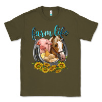 Army Green chicken pig horse farm life Classic Tee - texasbilliewilder