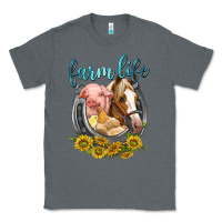 Charcoal Heather chicken pig horse farm life Classic Tee - texasbilliewilder