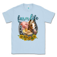 Dusty Blue chicken pig horse farm life Classic Tee - texasbilliewilder